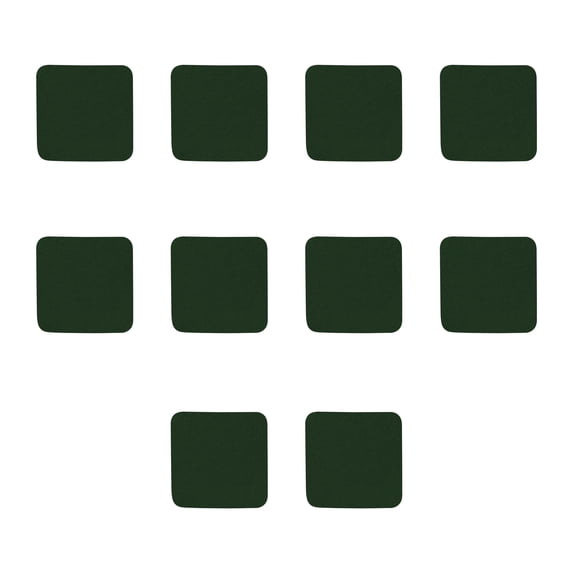 10 Squared Foam Coasters Pack, 4 inch - PU Foam, Foldable - Dark Green
