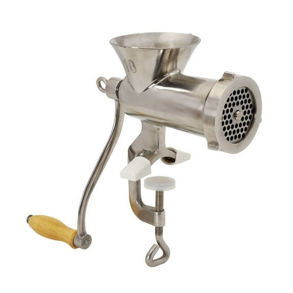 LEM Products #10 Clamp-On Manual Meat Grinder, Stainless Steel Hand Grinder