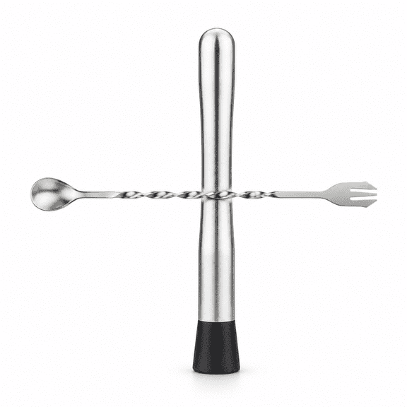 10" Stainless Steel Cocktail Muddler & Mixing Spoon for Bar