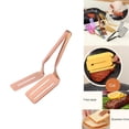 thumbnail image 1 of 10" Stainless Steel Grill Clamp Spatula, Multifunctional Double-Sided Spatula Tongs with Serrated Edge, Push Pull Design for Pancake Pies, Grill-top Pizza, Steak Flipping & Party Snacks,Rose Gold, 1 of 6