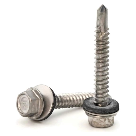 #10 Stainless Steel Hex Head Roofing Screws with Sealing Washer Self Drilling Stainless Steel Roofing Screws #10 x 3 inch Qty 100