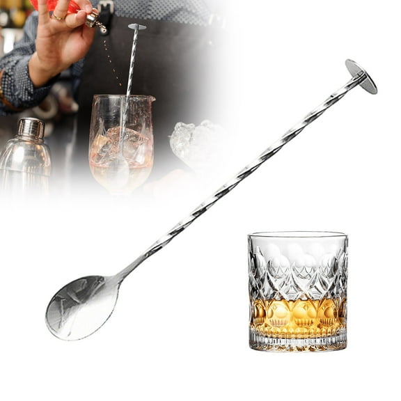 10" Stainless Steel Mixing Bar Spoon - Professional Spiral Spoon for Bartenders - 18/10 Steel Bartending Tool for , Mojitos & Shakers