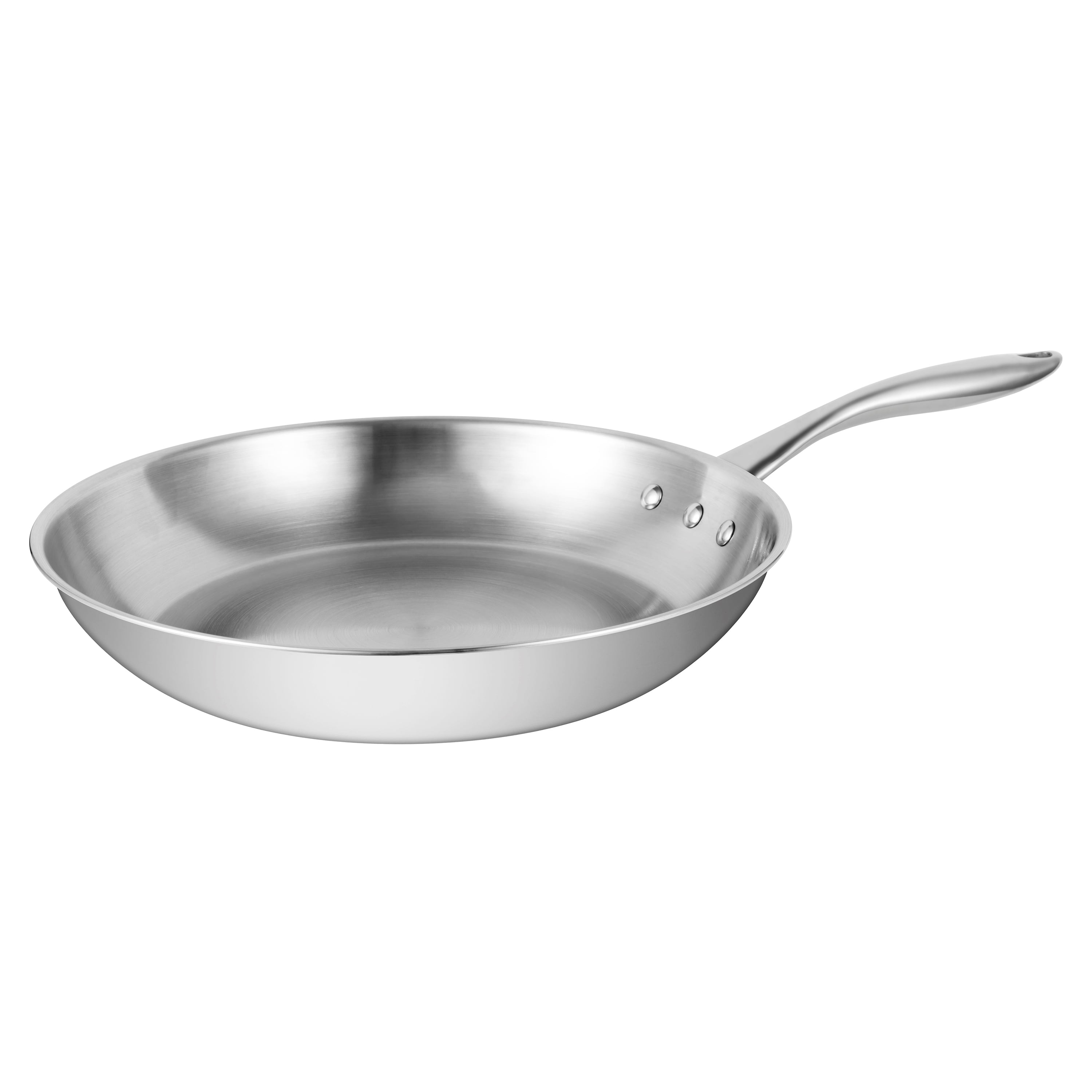 Vegoran Triply Professional Grade Fry Pan,10 Inch Stainless Steel Skillet  Frying Pan, Large Saute Pan with Lid (Stainless Steel Pan w/Lid (10-inch))