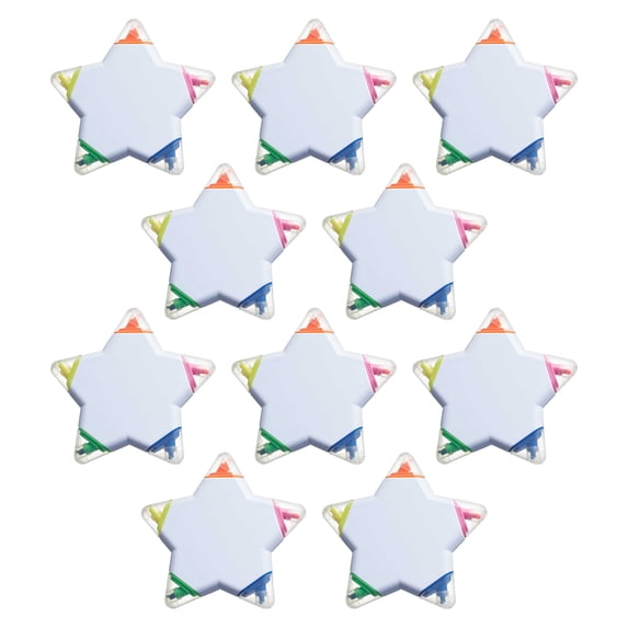 10 Star Shaped 5 Color Highlighters Pack - Stylish, Durable, Vibrant, Fair Value - White