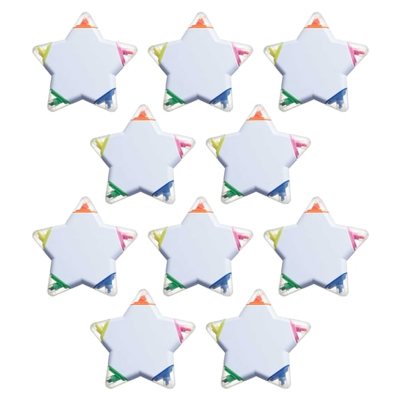 10 Star Shaped 5 Color Highlighters Pack - Stylish, Durable, Vibrant, Fair Value - White
