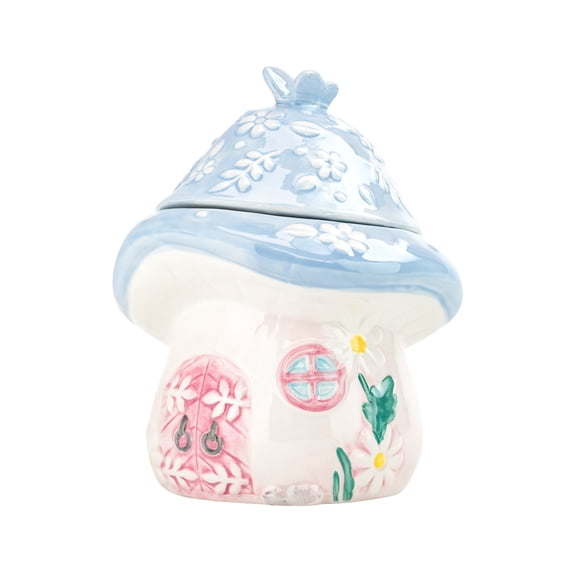 10 Stawberry Street Indigo Milkcap Fairy Mushroom Cottage Ceramic Canister