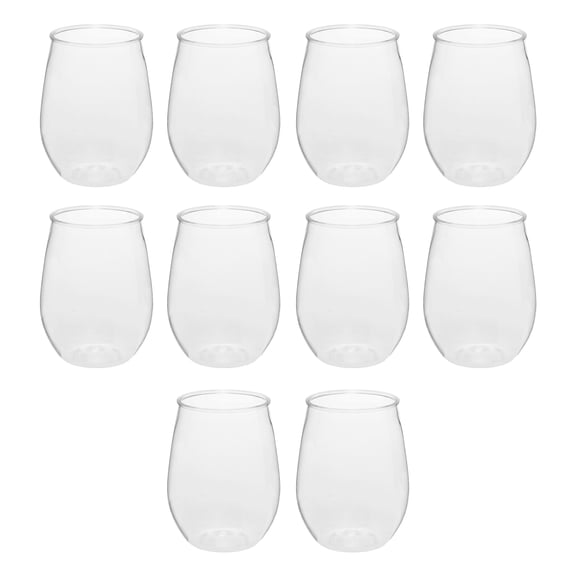 10 Stemless Plastic Wine Glasses Set, 10 oz. - Tritan, Barware - Clear