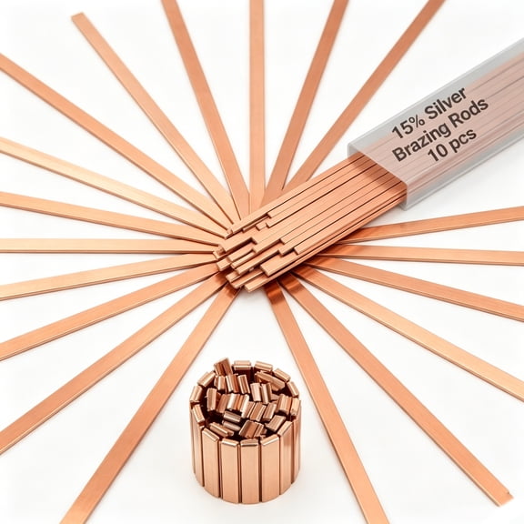 10 Sticks Brazing Rods Tutuviw 15% Silver Solder Rods Copper Alloy, Industry 0.05"x 0.13"x9.85" Flat Welding Rods Low Melt Aluminum Welding Rod for Refrigerator Air Conditioning