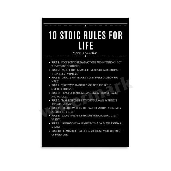 10 Stoic Rules for Life Poster Marcus Aurelius Rules of Life Posters Office Home Dorm Motivational Poster (1) Canvas Painting Wall Art Poster for Bedroom Living Room Decor