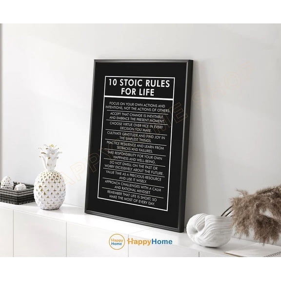 10 Stoic Rules Of Life Wall Art Marcus Aurelius Quote Stoicism Poster Decor