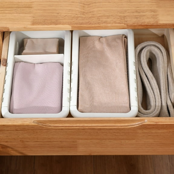 Under $10 Storage Bins, Hwkond Clothing Storage Box Can Telescopic Folding Miscellaneous Wardrobe Storage Layered Clothes Storage Box Storage Finishing Box,beige