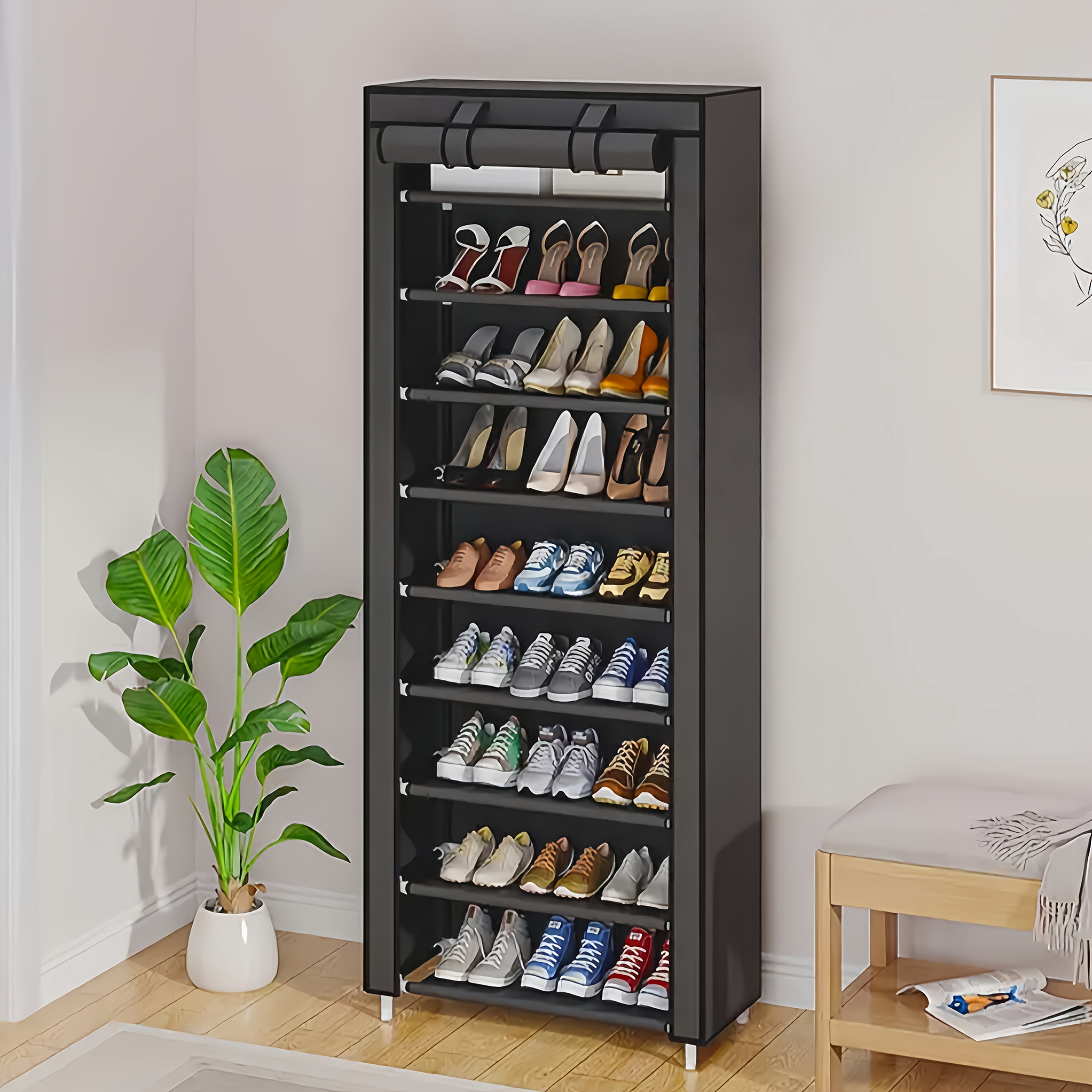 Multi Storie Shoe Rack 10 Storey Capacity Shoe Rack, With Dust Cover, 9 Multi-functional Shelf ...