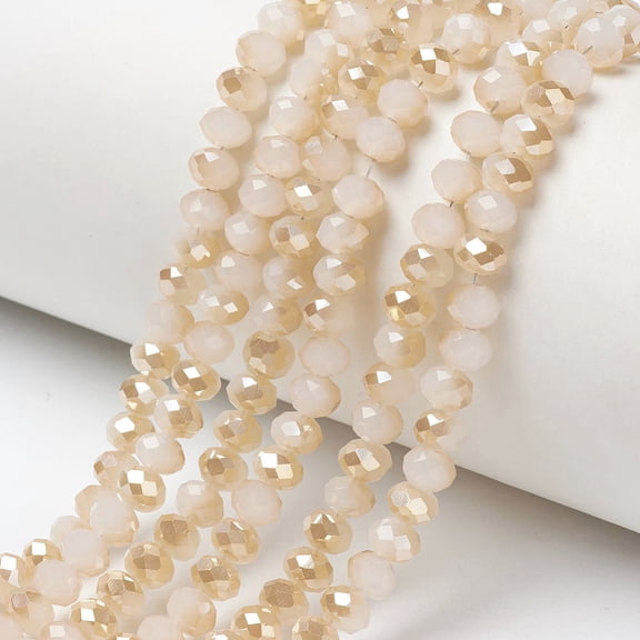 10 Strand Electroplate Glass Beads Strands Imitation Jade Beads Half Plated Rainbow Plated Faceted Rondelle Bisque 4x3mm Hole: 0.4mm 120~125pcs/strand 16~16.5 inch(40~42cm)