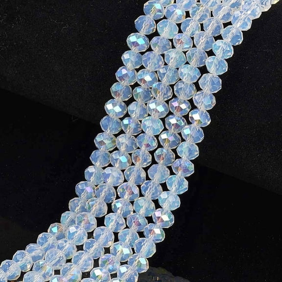 10 Strand Electroplate Glass Beads Strands Imitation Jade Beads Half Plated Rainbow Plated Faceted Rondelle Clear 3.5~3.8x3mm Hole: 0.4mm 113~115pcs/strand 32~33cm