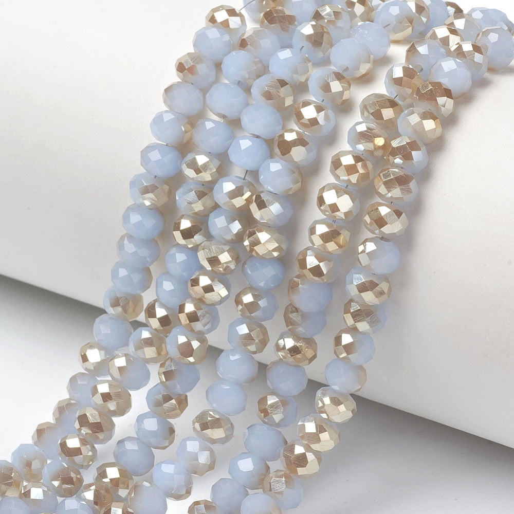 10 Strand Electroplate Glass Beads Strands Light Steel Blue 4x3mm Hole ...