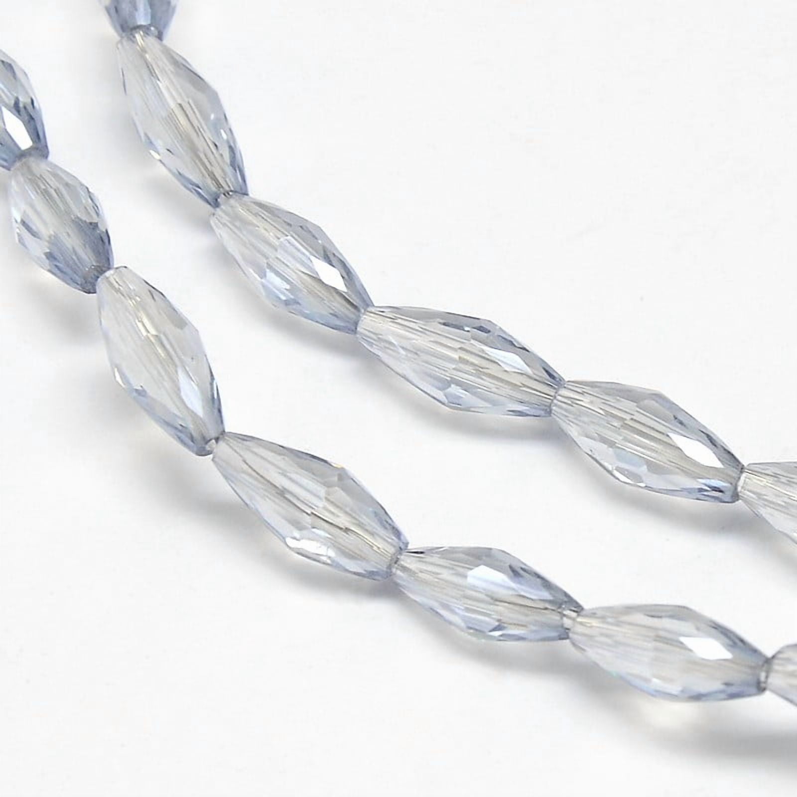 10 Strand Electroplate Glass Rice Beads Strands Faceted Pearl Luster Plated Light Blue 4x9mm Hole: 1mm about 58pcs/strand 20.4 inchDIY