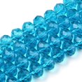 thumbnail image 1 of 10 Strand Glass Beads Strands Faceted Abacus Rondelle Deep Sky Blue 10x8mm Hole: 1mm about 60~61pcs/strand 46~48cm, 1 of 3