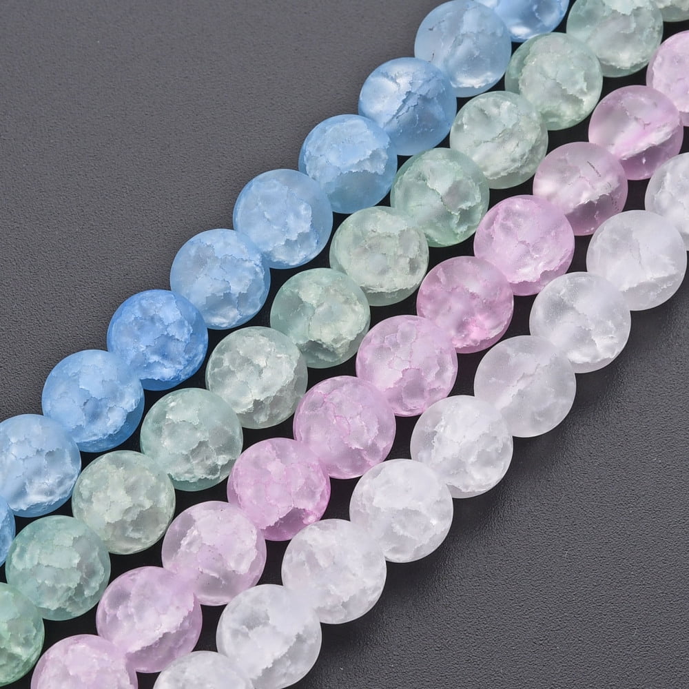 10 Strand Glass Beads Strands Frosted Round Mixed Color 8mm Hole: 1.2mm about 50~51pcs/strand 15.35 inch(39cm)