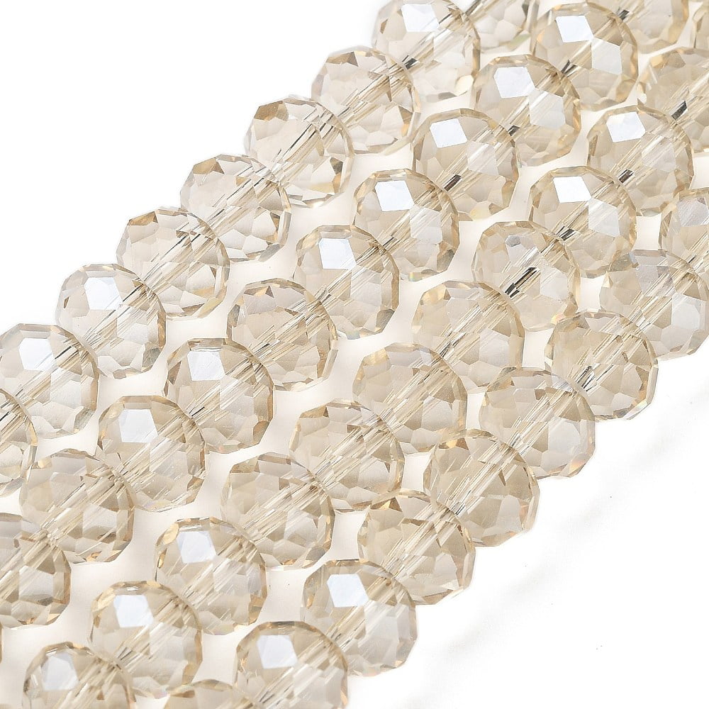 10 Strand Handmade Glass Beads Faceted Rondelle Beige 10x7mm Hole: 1mm 70~72pcs/strand