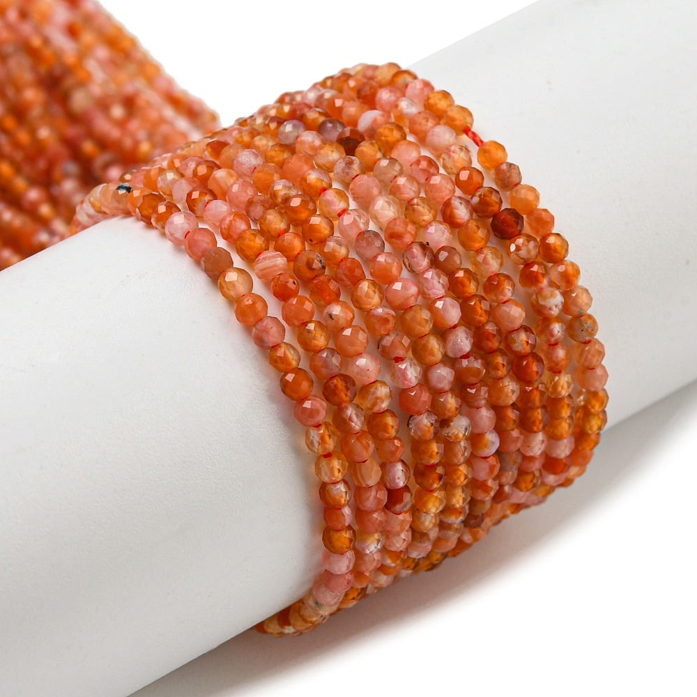 10 Strand Natural Carnelian Beads Strands Faceted Round 2mm Hole: 0.8mm ...