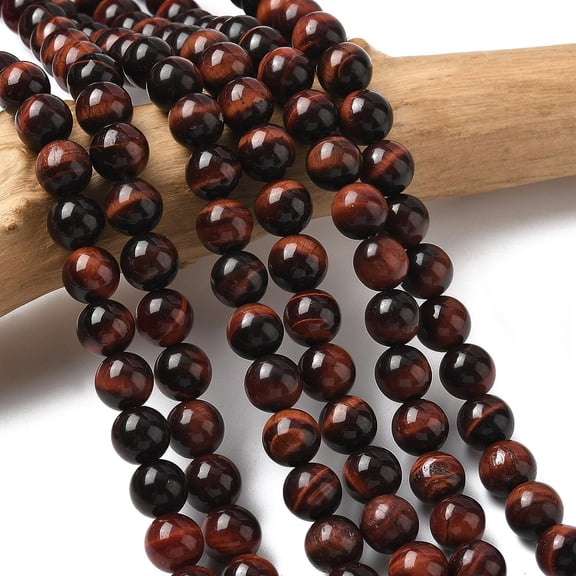 10 Strand Natural Gemstone Beads Round Dyed & Heated Tiger Eye Grade A FireBrick 8mmDIY FireBrick