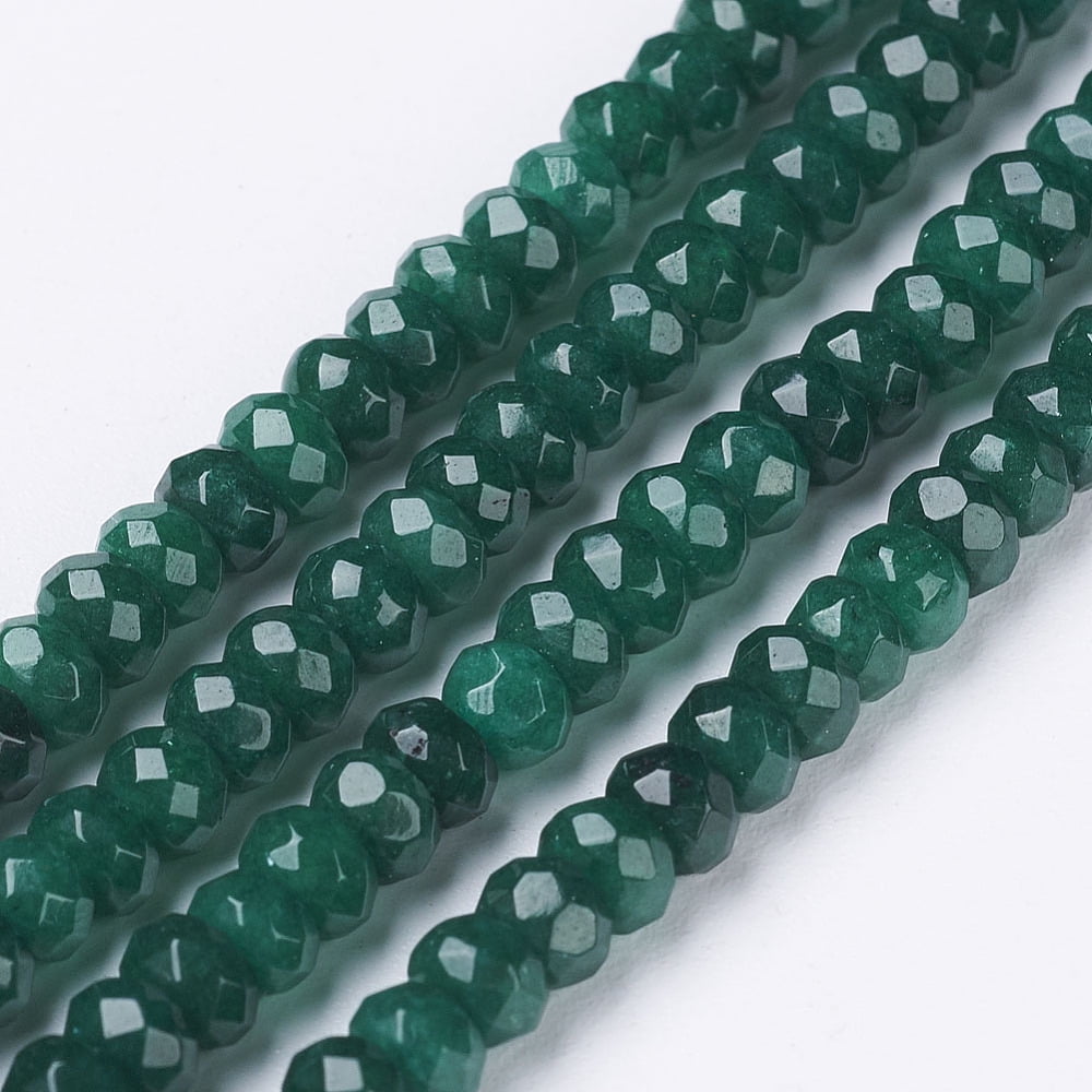 10 Strand Natural Malaysia Jade Beads Strands Dyed Faceted Rondelle Green 4x3mm Hole: 1mm 116pcs/strand 13.7 inch(35cm)