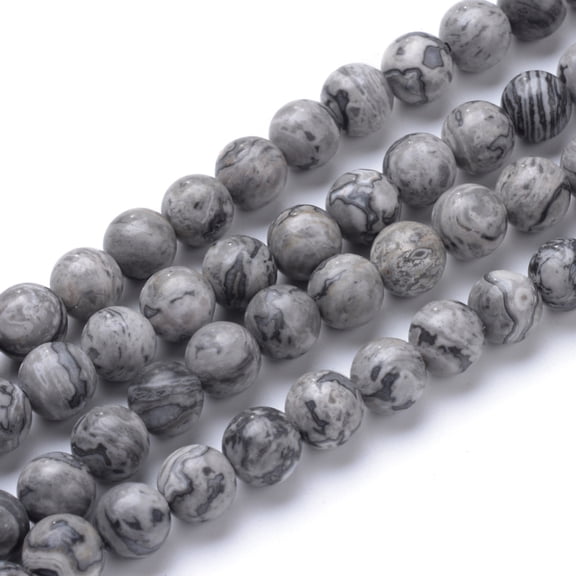 10 Strand Natural Map Stone/Picasso Stone/Picasso Jasper Bead Strands Round 6mm Hole: 1mm 59pcs/strand 14.7 inch