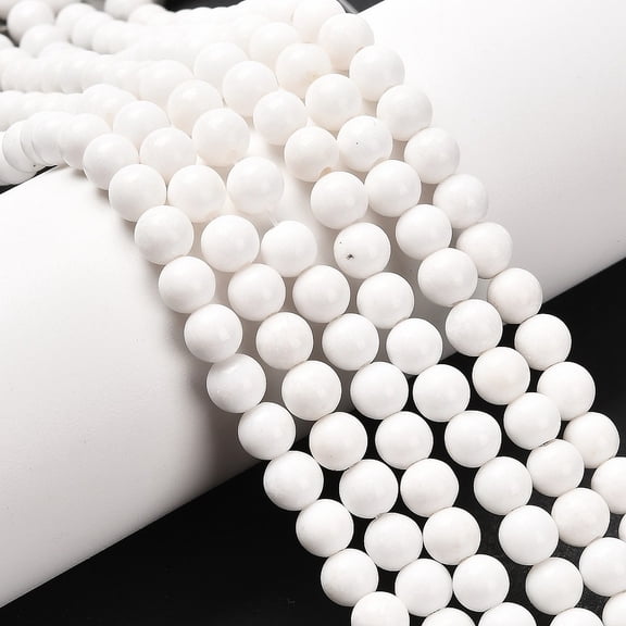 10 Strand Natural Mashan Jade Round Beads Strands Dyed & Heated White 6mm Hole: 1mm 69pcs/strand 15.7 inch