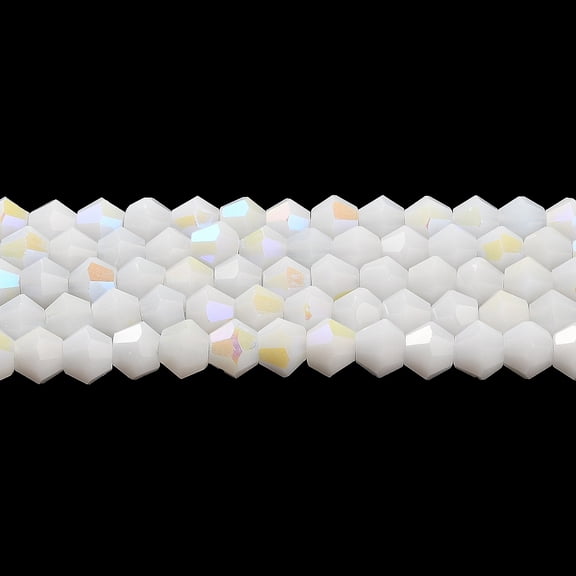 10 Strand Opaque Solid Color Imitation Jade Glass Beads Strands AB Color Plated Faceted Bicone White 4x4mm Hole: 0.8~1mm 75~78pcs/strand 28~29cm