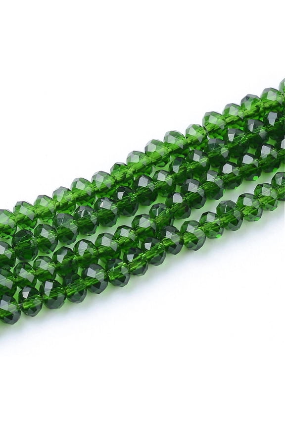10 Strand Transparent Glass Beads Strands Faceted Rondelle 3x2mm Hole: 0.5mm Green