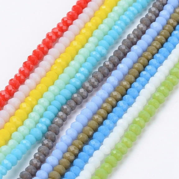 10 Strand Transparent Glass Beads Strands Faceted Rondelle 3x2mm Hole: 0.5mm Mixed Color