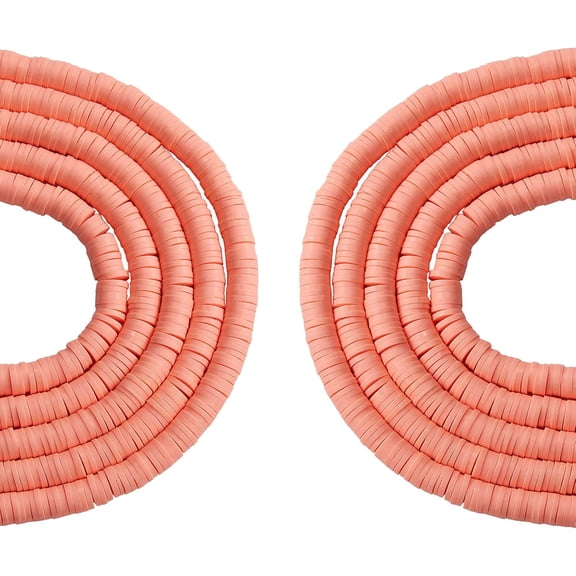 10 Strands 8mm Handmade Polymer Clay Beads Strands Flat Round Eco-Friendly Disc Heishi Beads Loose Spacer Beads Tomato