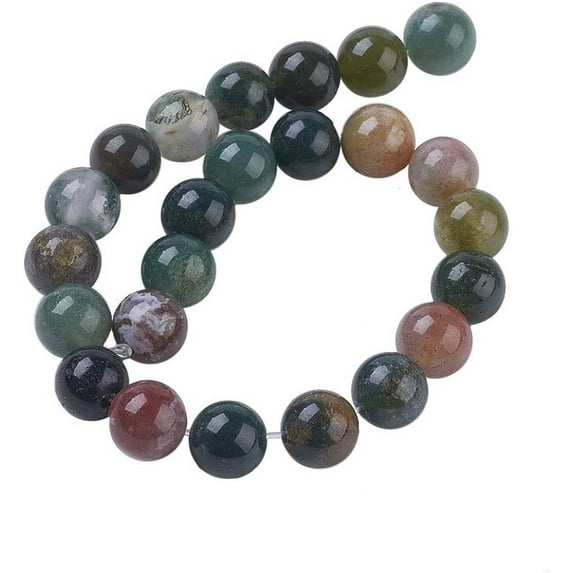10 Strands 8mm Natural Indian Agate Gemstone Round Loose Stone Beads for Jewelry Making 7.6" Multicolor (240pcs)
