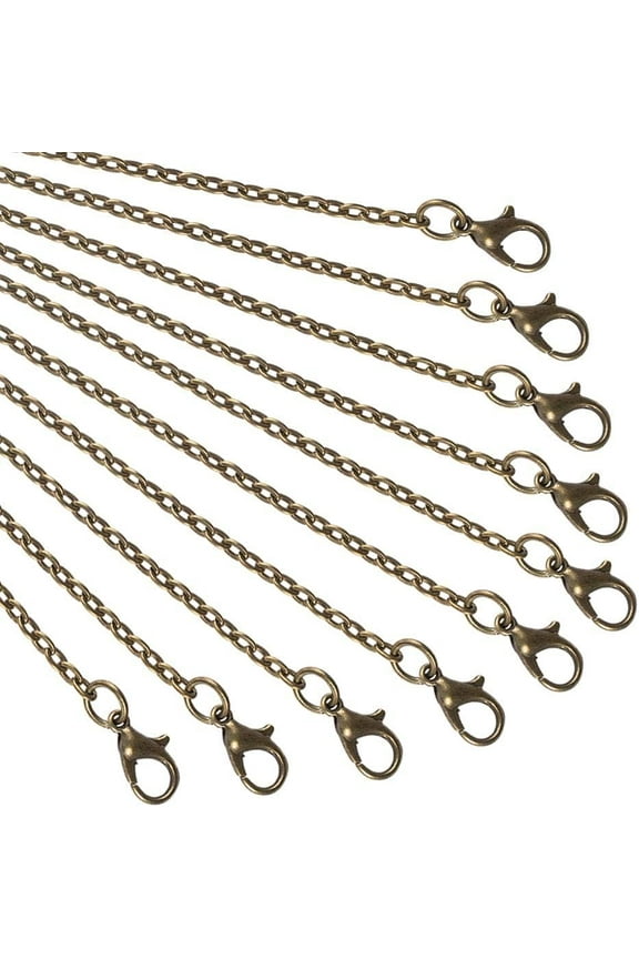 10 Strands Bronze Chain Iron Wire Chain with Lobster Clasp Chain Necklace for Pocket Watches Design Necklace DIY Jewellery Making 31.5 /Strand