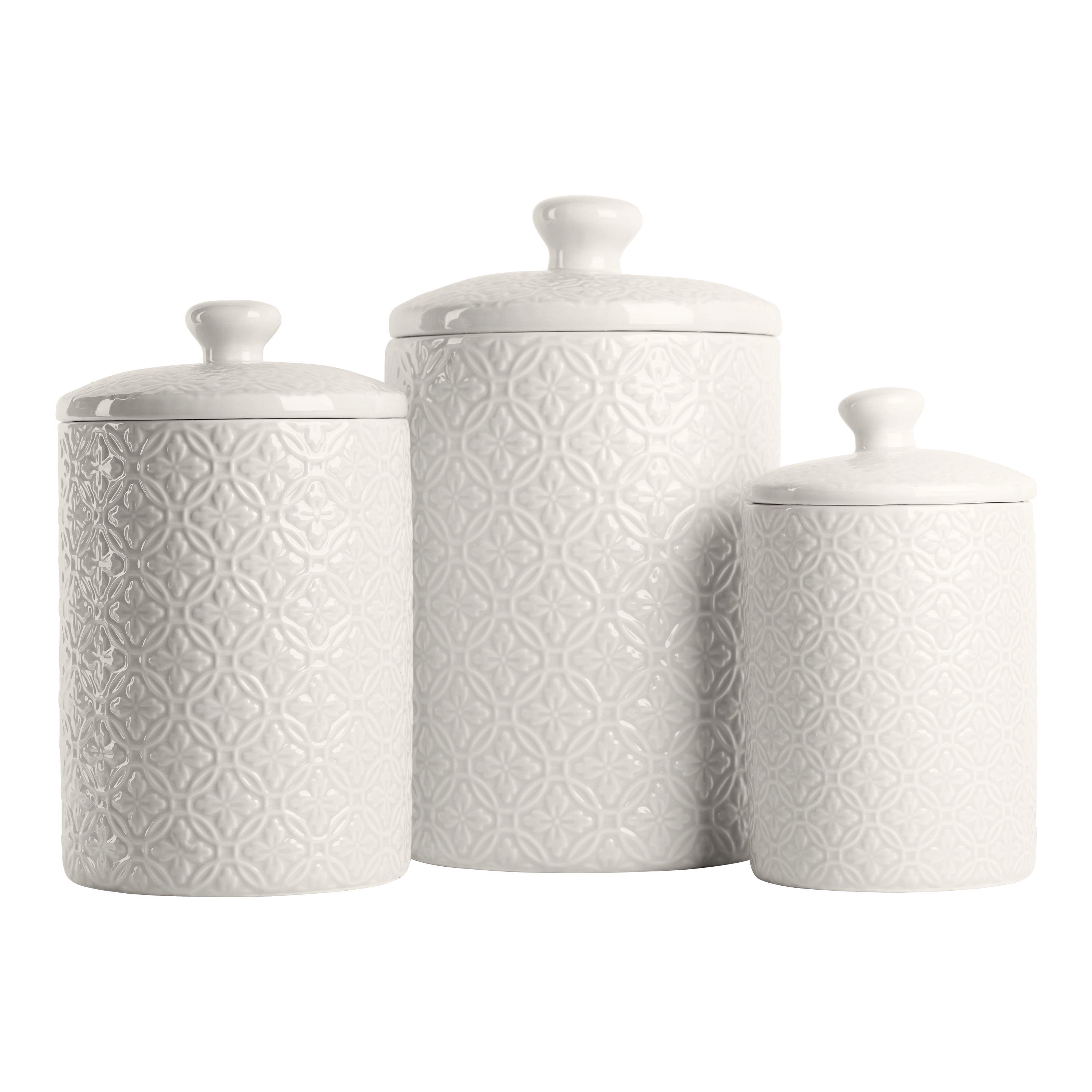 10 Strawberry Street Tide Embossed 3 Piece Ceramic Canister Set