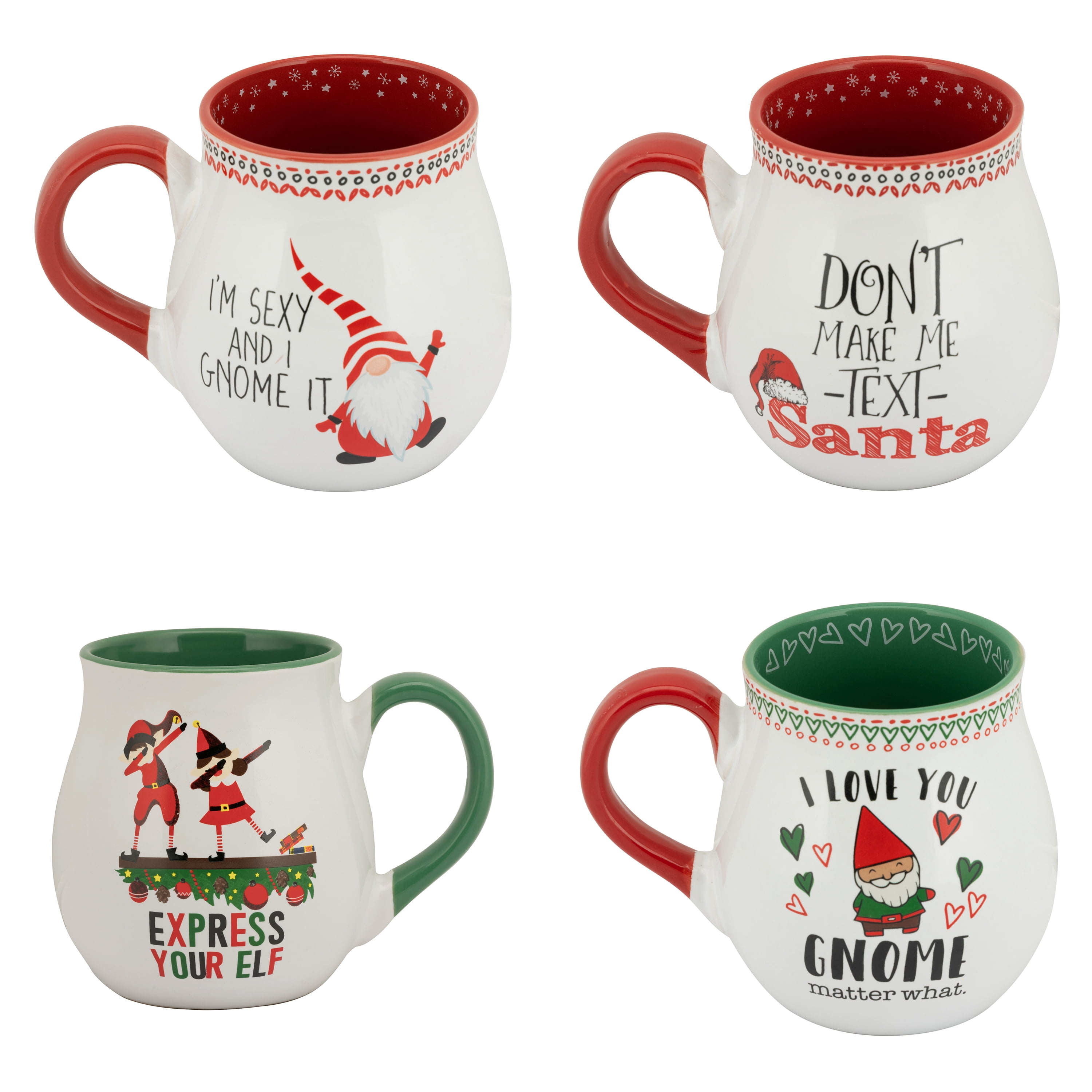 10 Strawberry Street 16 Oz Christmas Boba Mugs, Set of 4