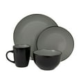 thumbnail image 1 of 10 Strawberry Street 16-Piece Two Tone Coupe Dinnerware Set - Black/Gray, 1 of 5