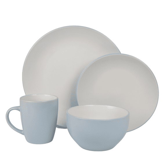 10 Strawberry Street 16-Piece Two Tone Coupe Dinnerware Set - Blue/White