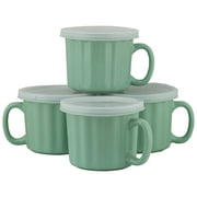 10 Strawberry Street 16 fl oz Set of 4 Soup Mug with Lid, Turquoise