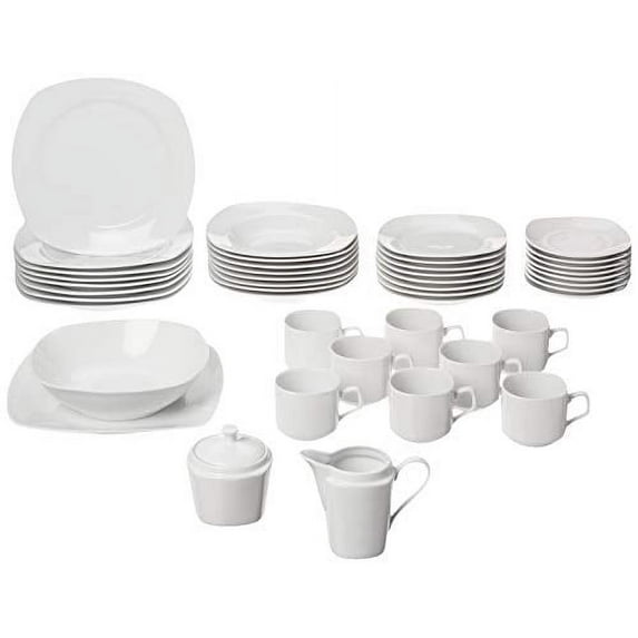 10 Strawberry Street 45-Piece Square Dinnerware Set, White