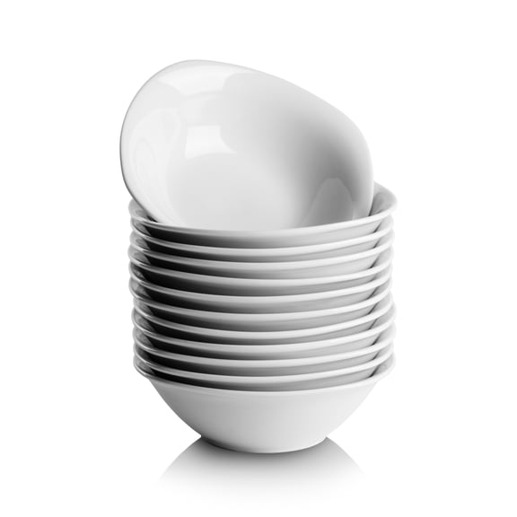 10 Strawberry Street 6" Catering Square Ceramic Cereal Bowl, Set of 12, White