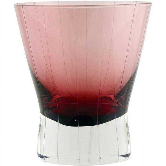 10 Strawberry Street 8 oz Crete Etched Double Old Fashioned Glass, Set of 6, Plum