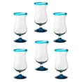 thumbnail image 1 of 10 Strawberry Street Aqua Rim Hurricane Handblown Mexican Glass, Set of 6, 1 of 4