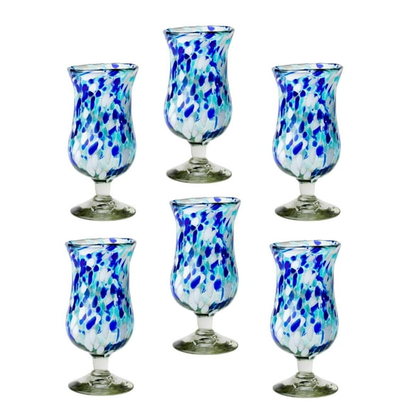 10 Strawberry Street Bahia Hurricane Handblown Mexican Glass, Set of 6