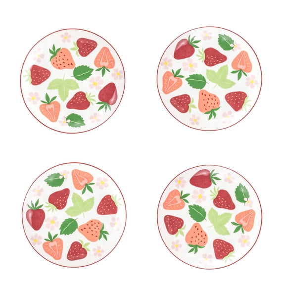 10 Strawberry Street Bella Appetizer Plates, Strawberries, Set of 4