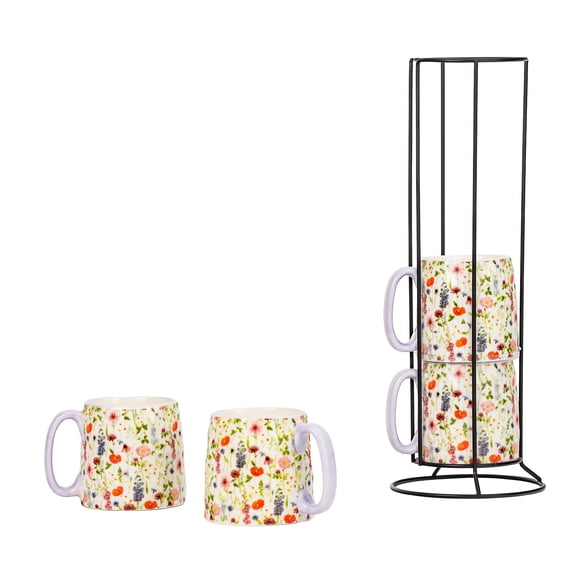 10 Strawberry Street Bella Espresso Demitasse Stack, Wildflower, Set of 4