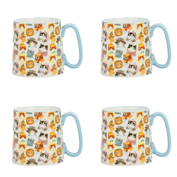 10 Strawberry Street Bella Mug, Cat Dress up, Set of 4