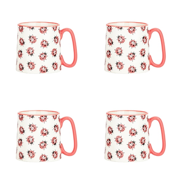 10 Strawberry Street Bella Mug, Ladybug, Set of 4