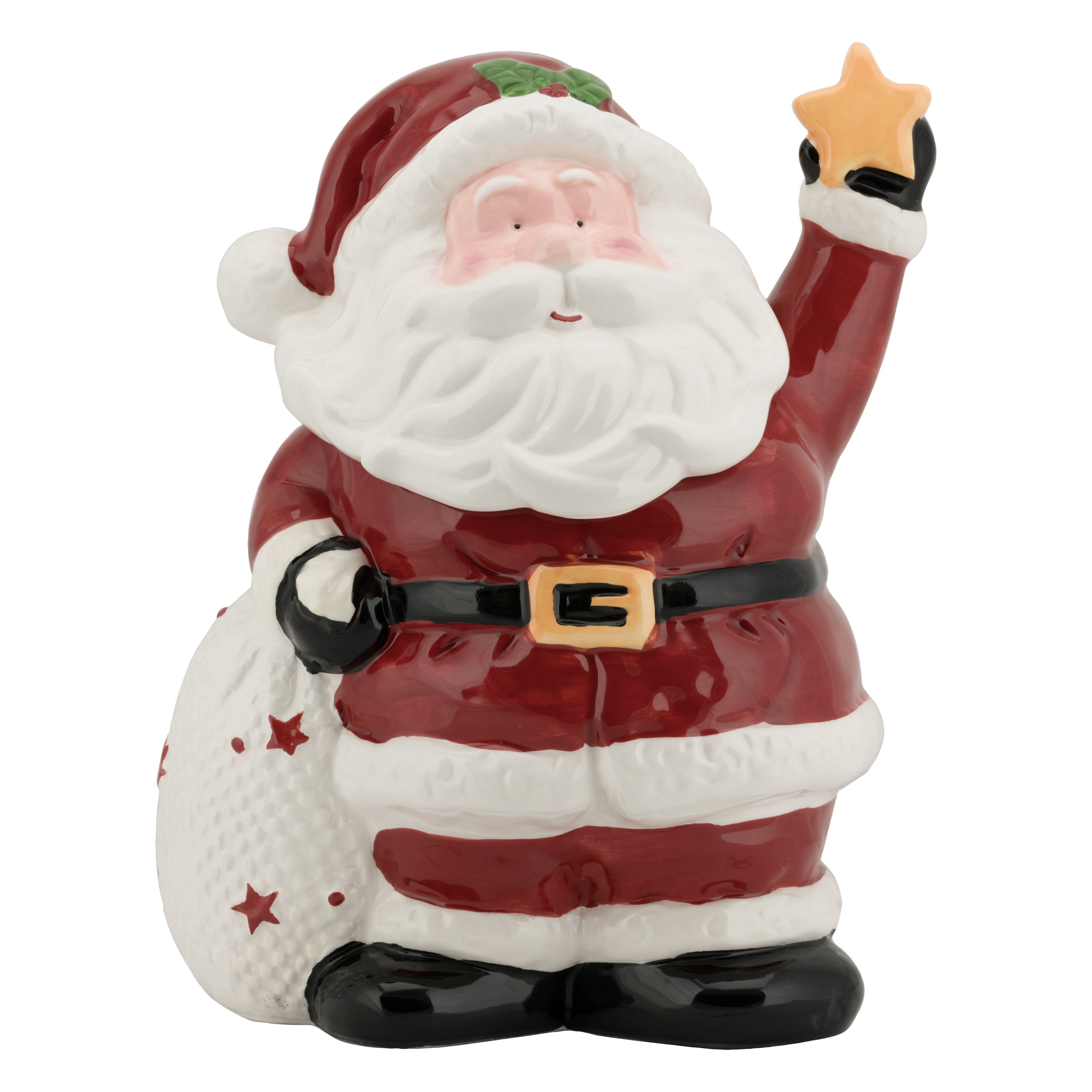 10 Strawberry Street Burlap Santa Cookie Jar