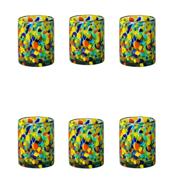 10 Strawberry Street Carnival DOF Handblown Mexican Glass, Set of 6